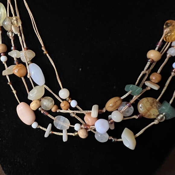 Multi Strand Stone Beaded Necklace Bracelet Set Jewlery - Picture 2 of 7